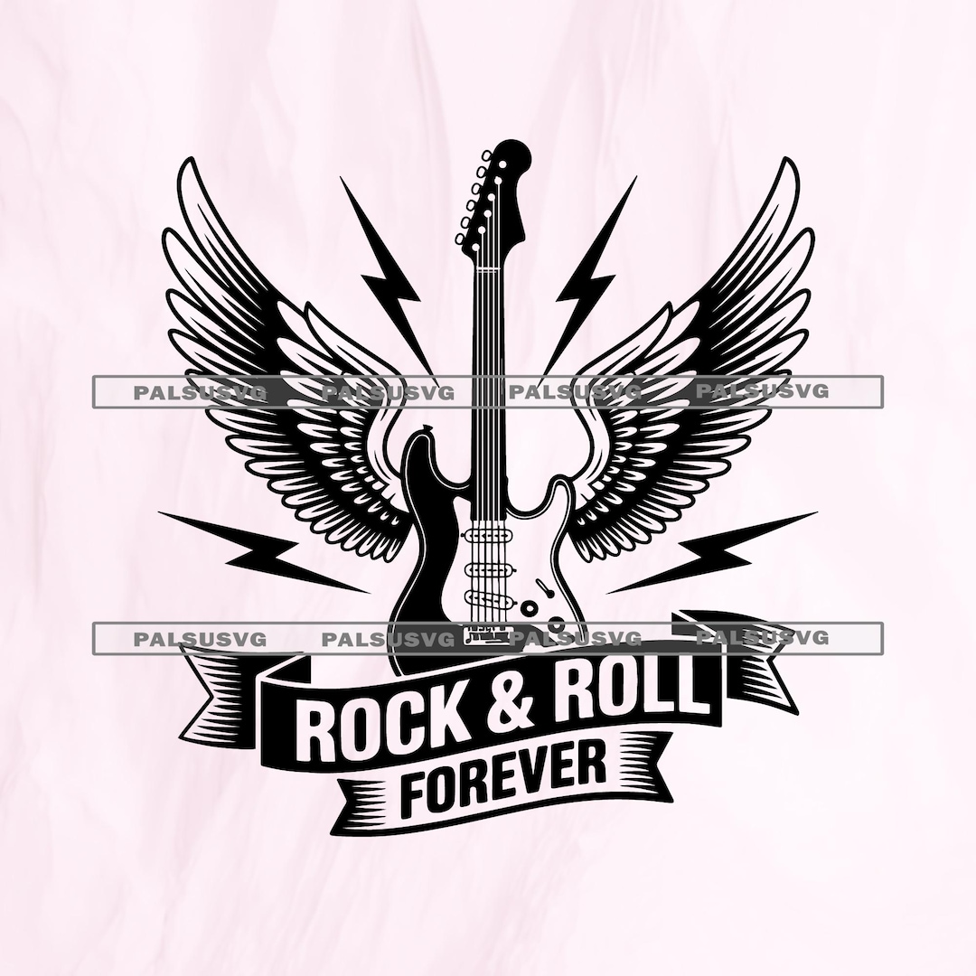 Rock and Roll Electric Guitar Angel Wings SVG, Heavy Metal Clipart ...