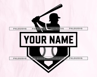 Baseball Monogram SVG, Custom Name Sports Clipart (Digital Download)