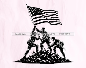 Iwo Jima American Flag Raising SVG – Patriotic Veteran Memorial (Digital Download)