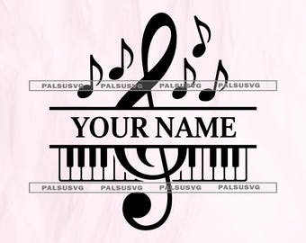 Music Monogram SVG, Treble Clef Piano Frame (Digital Download)