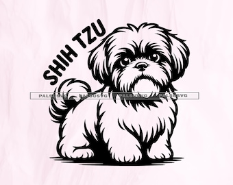 Shih Tzu Hund SVG Bundle, Welpe Vektor schneiden Dateien für Cricut & Silhouette, Hunderasse Clipart PNG, Tierliebhaber DIY, Sofort Download