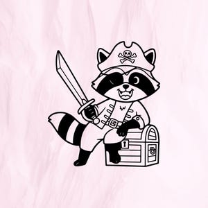 Pirate Raccoon SVG, Funny Raccoon SVG, Raccoon cut file, Raccoon clipart, Cute Raccoon for Cricut & Silhouette- Instant Download