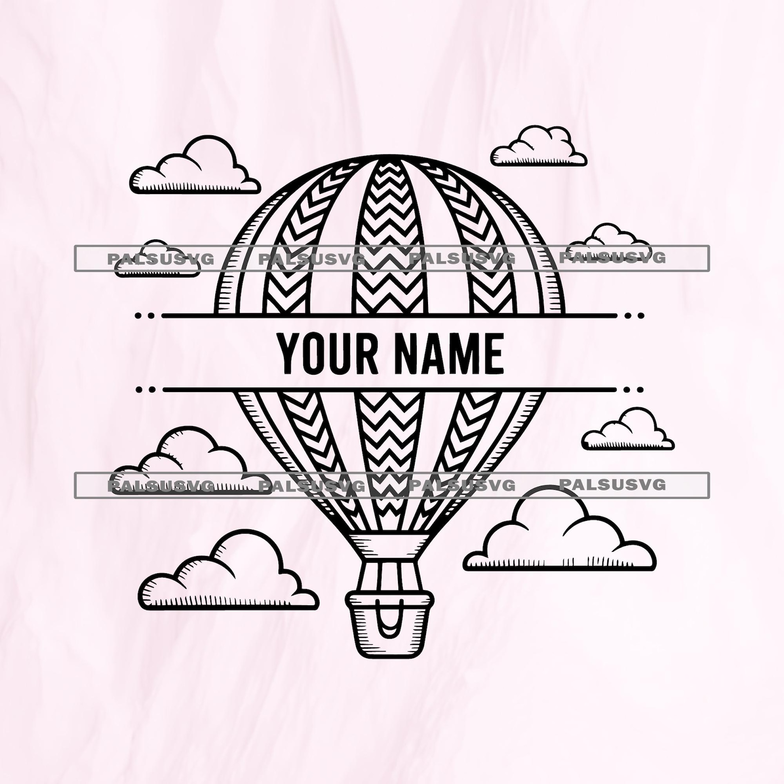 Hot Air Balloon Split Monogram SVG – Custom Name Frame Cut File ...