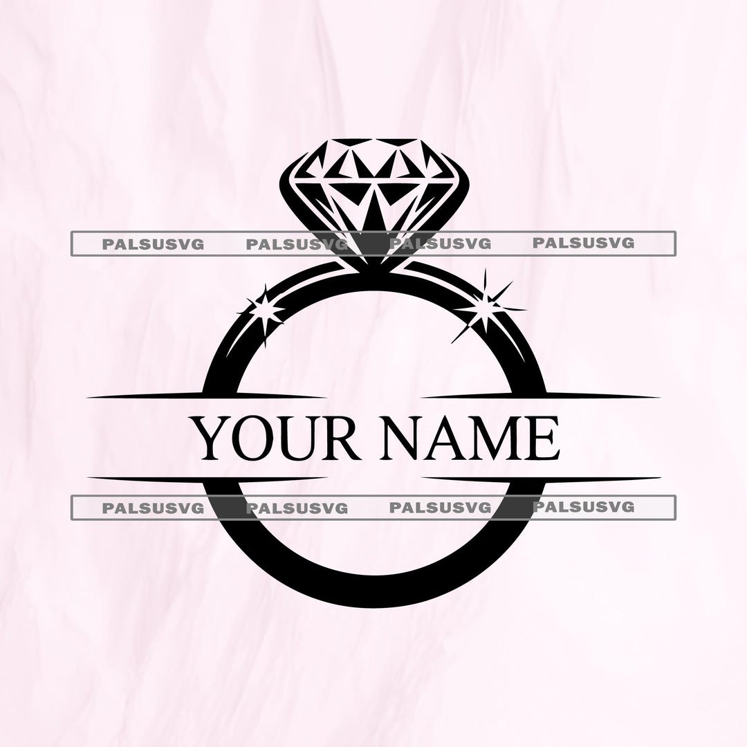 Diamond Ring Split Monogram SVG – Custom Engagement Name Cut File ...
