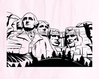 File di taglio SVG / Clipart patriottico del Monte Rushmore (download digitale)