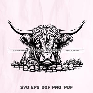 Peeking Highland Cow SVG - Farm Animal Digital Cut File for Cricut, Silhouette | Cow Lover  Cut File Cricut, Silhouette | Instant Download