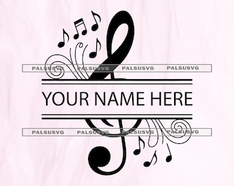 Treble Clef Monogram SVG, Custom Music Name Frame (Digital Download)