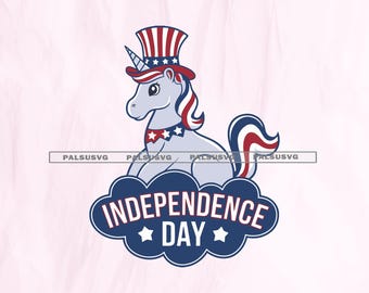 Patriotic Unicorn SVG: Red White Blue, 4th of July (Digital Download)