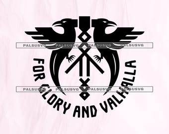 Valhalla Viking SVG – Norse Mythology Ravens Cut File (Digital Download)