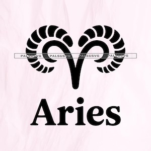 Aries SVG, Zodiac Sign Cut File, Astrology Symbol, Horoscope Gift for Cricut, Aries Birthday Shirt, Ram Horns PNG, Minimalist Design