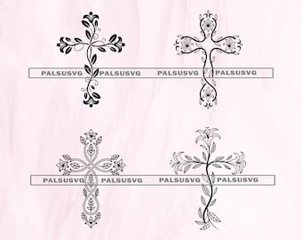 Floral Cross SVG Bundle – Christian Faith Cut Files (Digital Download)