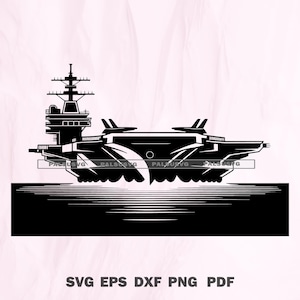 Aircraft Carrier SVG | US Navy Ship Cut File | Military Silhouette DXF Png Eps Pdf for Cricut, Aviation Vector, instant download