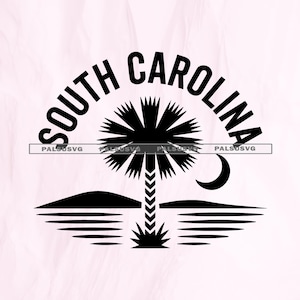 Südcarolina SVG, Palmetto Baum & Mond Schnittdatei für Cricut, SC State Pride PNG, Küstenland, Charleston, Strand, Souvenir Clipart