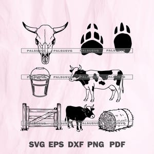 Farm Life SVG Bundle - Cow, Skull, Hay Bale | Cricut & Silhouette Cut Files, Instant download