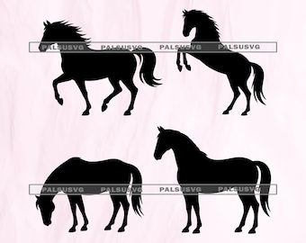 Horse SVG Bundle, Equestrian Silhouette Clipart (Digital Download)