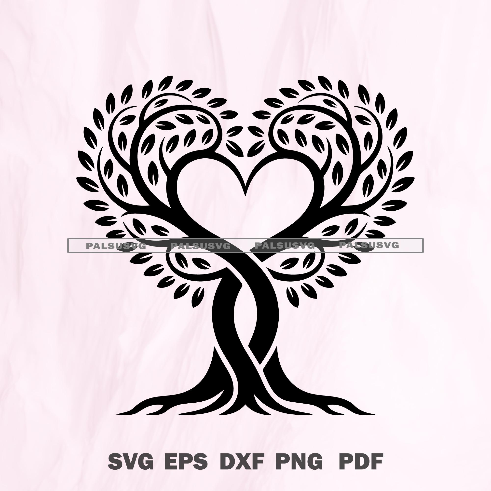 Love Tree SVG | Heart Tree Cut File, Wedding Anniversary (Instant Download), image size:2000x2000