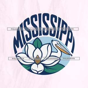 Mississippi SVG, Retro State Sticker PNG, Magnolia Flower, Southern Pride Shirt for Cricut, Gulf Coast, Hometown Gift Sublimation
