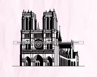 Notre Dame Cathedral SVG | Gothic Architecture, Paris (Digital Download)