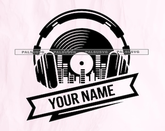 Custom DJ Logo, Headphones, Vinyl Record SVG PNG (Digital Download)
