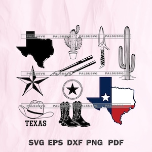 Texas Pride SVG Bundle - Longhorn, Cowboyhut, Kaktus | Cricut & Silhouette Schnittdateien, Sofort download
