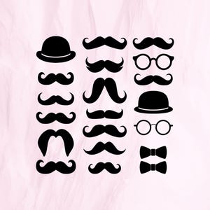 Mustache svg, Bow tie svg, Glasses svg, Mustache clipart, Mustache cricut, Mustache silhouette, Mustache cut file, instant download