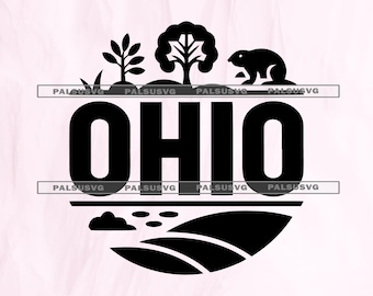 SVG del estado de Ohio Buckeye, emblema de escena agrícola (descarga digital)