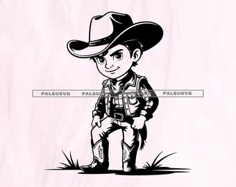 Little Cowboy SVG: Western Boy gesneden bestand voor Cricut, silhouet