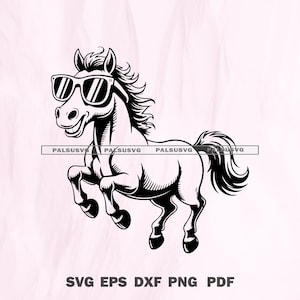 Grappig paard-svg | Crazy Horse-clipart | Cricut gesneden bestand | Cricut-silhouet | PNG DXF-eps | Direct downloaden