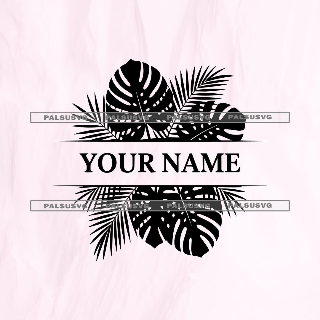 Monstera Monogram Split Monstera Monogram SVG – Tropical Leaf Frame Cut File (digital ...