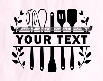 File di taglio SVG per utensili da cucina con monogramma / utensili da forno (download immediato)