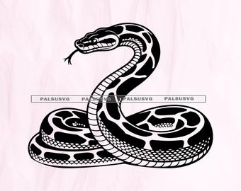 Coiled Python SVG, Black and White Snake Vector (Digital Download)