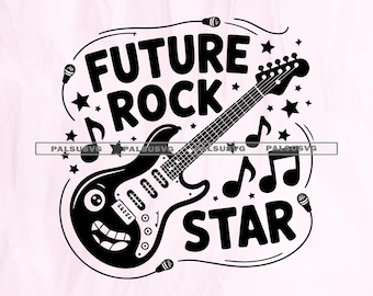 SVG Futuro Astro do Rock, Design para Camiseta Infantil com Tema Musical (Download Digital)