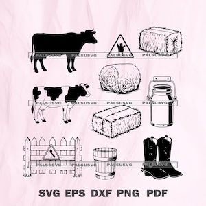 Farm Life SVG Bundle - Cow, Skull, Hay Bale | Cricut & Silhouette Cut Files, Instant download