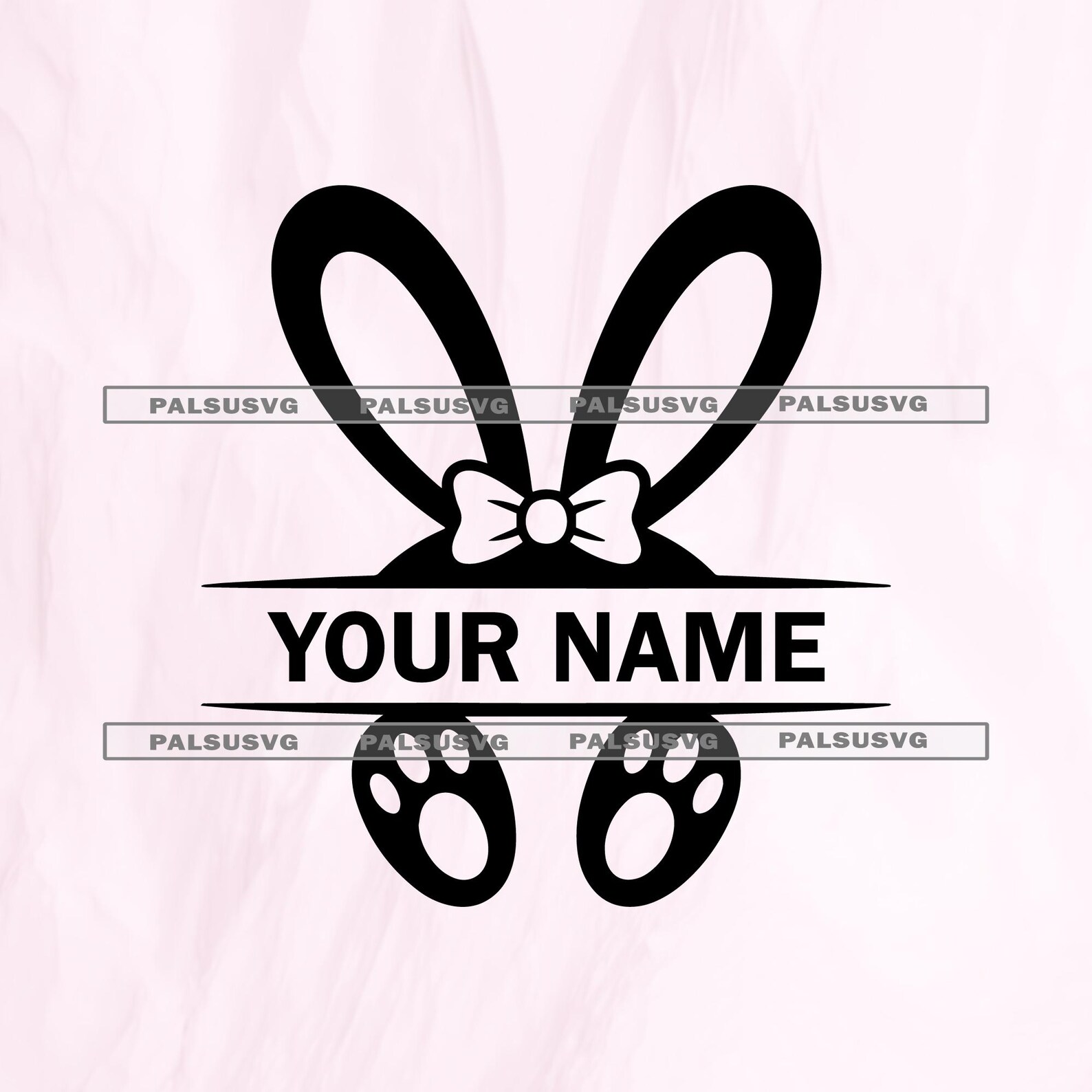 Easter Bunny Split Monogram SVG – Personalized Rabbit Name Frame Cut ...