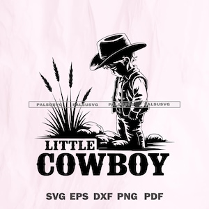 Little Cowboy SVG | Cute Western Boy Cut File | Rodeo Kid Design | Cricut Silhouette Png Dxf Eps | Instant Download