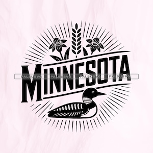 Minnesota SVG, Land of 10000 Lakes Cut File for Cricut, State Pride PNG, Loon, Cabin Life, Up North, Minneapolis Clipart