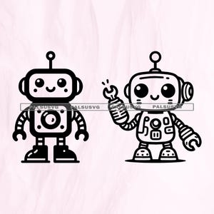 かわいいロボットのSVGバンドル｜漫画風ベクターカットファイル（即時ダウンロード）