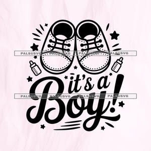 It&#39;s a Boy SVG, Baby Shower Cut File for Cricut, New Baby PNG, Gender Reveal, Pregnancy Announcement, Nursery Decor, Clipart