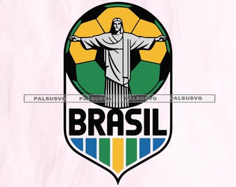 Brazil Soccer Emblem SVG, Christ the Redeemer PNG, Rio de Janeiro (Digital Download)
