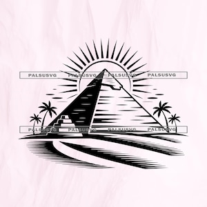 Egyptian Pyramid SVG, Ancient Egypt Art, Giza Desert Scene, History Buff Gift for Cricut, Travel Souvenir, Africa Trip PNG File