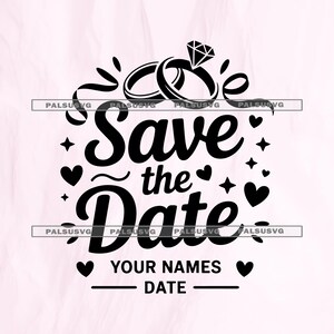 Wedding Save the Date SVG, Rings Template (Digital Download)