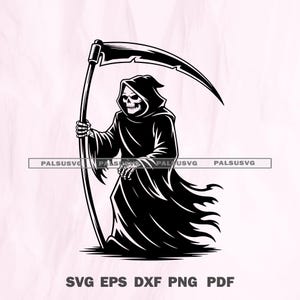 Grim Reaper Scythe SVG - Halloween Skeleton Death Digital Cut File | Gothic Dark Art Cut File Cricut, Silhouette, Cameo | Instant Download