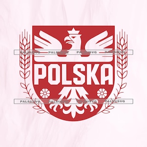 Polska SVG, Poland Pride Crest, Modern Polish Eagle, Folk Art for Cricut, Polish Heritage Gift, Travel Souvenir, Warsaw PNG