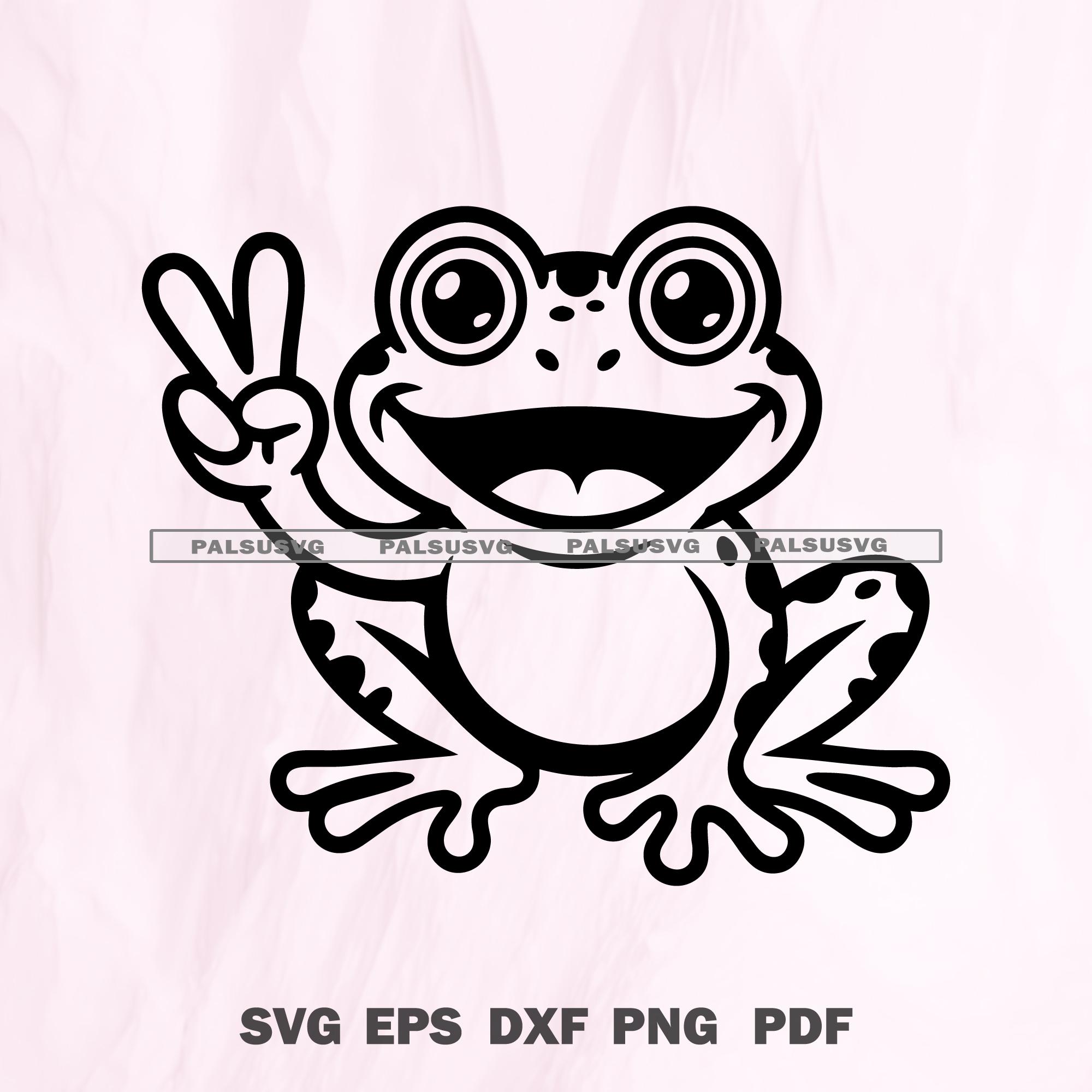 Frog Peace Sign SVG | Hippie Toad Cut File (digital Download