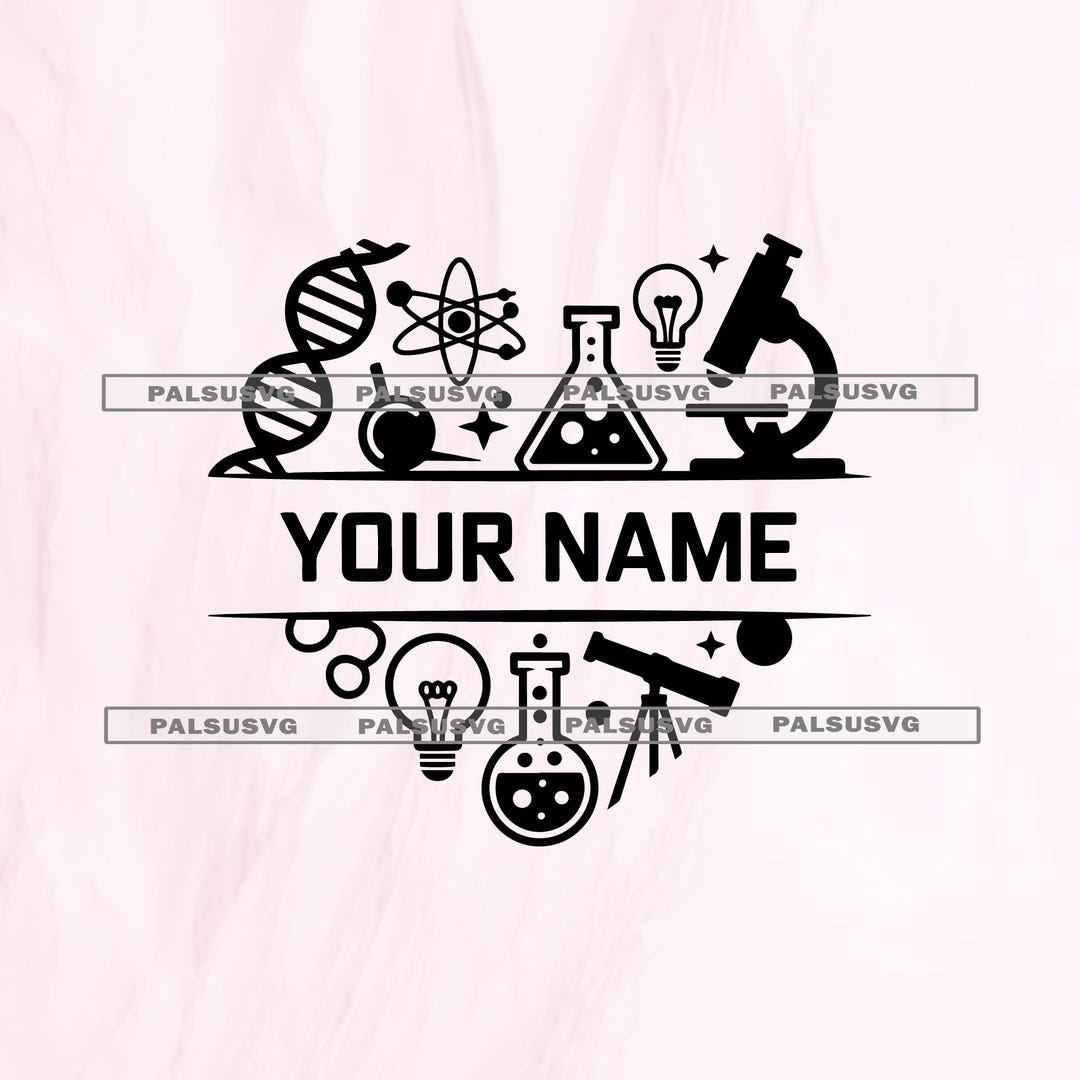 Science Club Monogram Science Split Monogram SVG – Custom Name Frame STEM Teacher Gift ...