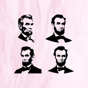 Abraham Lincoln SVG Silhouette Bundle - Vector Files for Cricut - Eps, Dxf, PNG, PDF - Instant Download