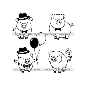 Cute Pig SVG Bundle for Cricut & Silhouette | Farm Animal Cut Files - Instant Download
