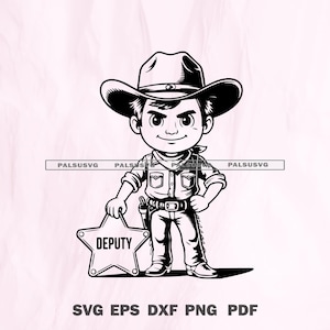 Little Cowboy SVG | Cute Western Boy Cut File | Rodeo Kid Design | Cricut Silhouette Png Dxf Eps | Instant Download