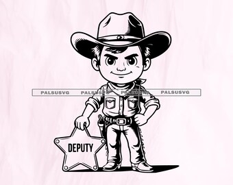 Little Cowboy SVG: Western Boy gesneden bestand voor Cricut, silhouet
