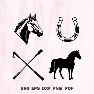 Paard SVG-bundel, paardensport gesneden bestand voor Cricut, silhouet, Lucky Horseshoe, paardenhoofd, rijgewassen, vinyl decal, Instant Download